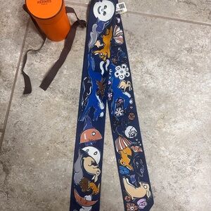 Hermes Blue and Multicolor Twilly Scarf